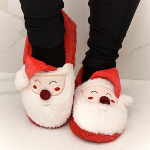 Detské červené ponožkové papuče SANTA 30-35