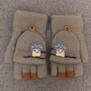 Detské zateplené sivé rukavice 6-12Y COOLLIE